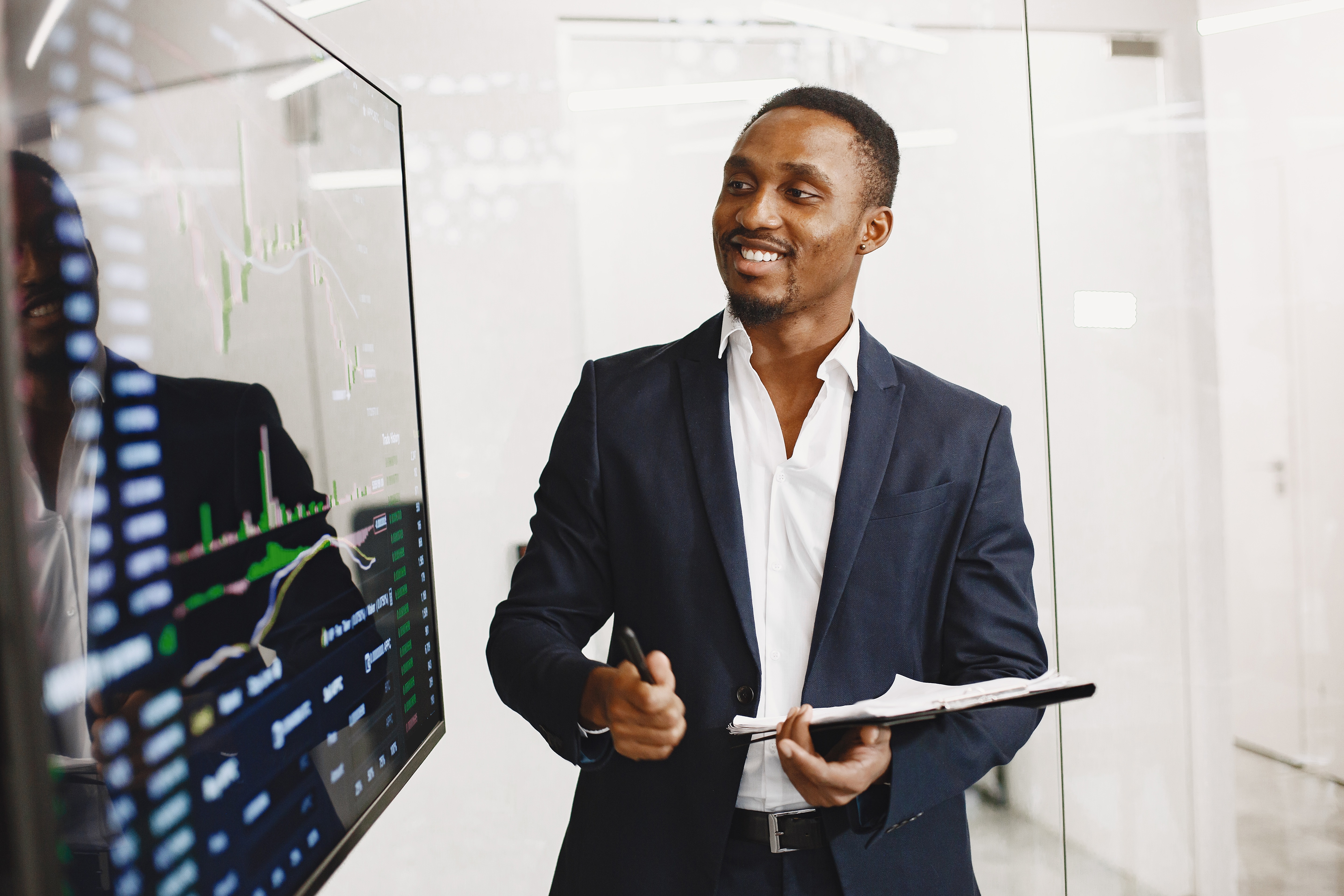 IT executive reviewing diagnostics charts
